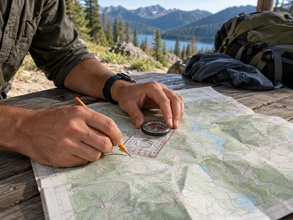 Plotting a compass bearing on a topographic map
