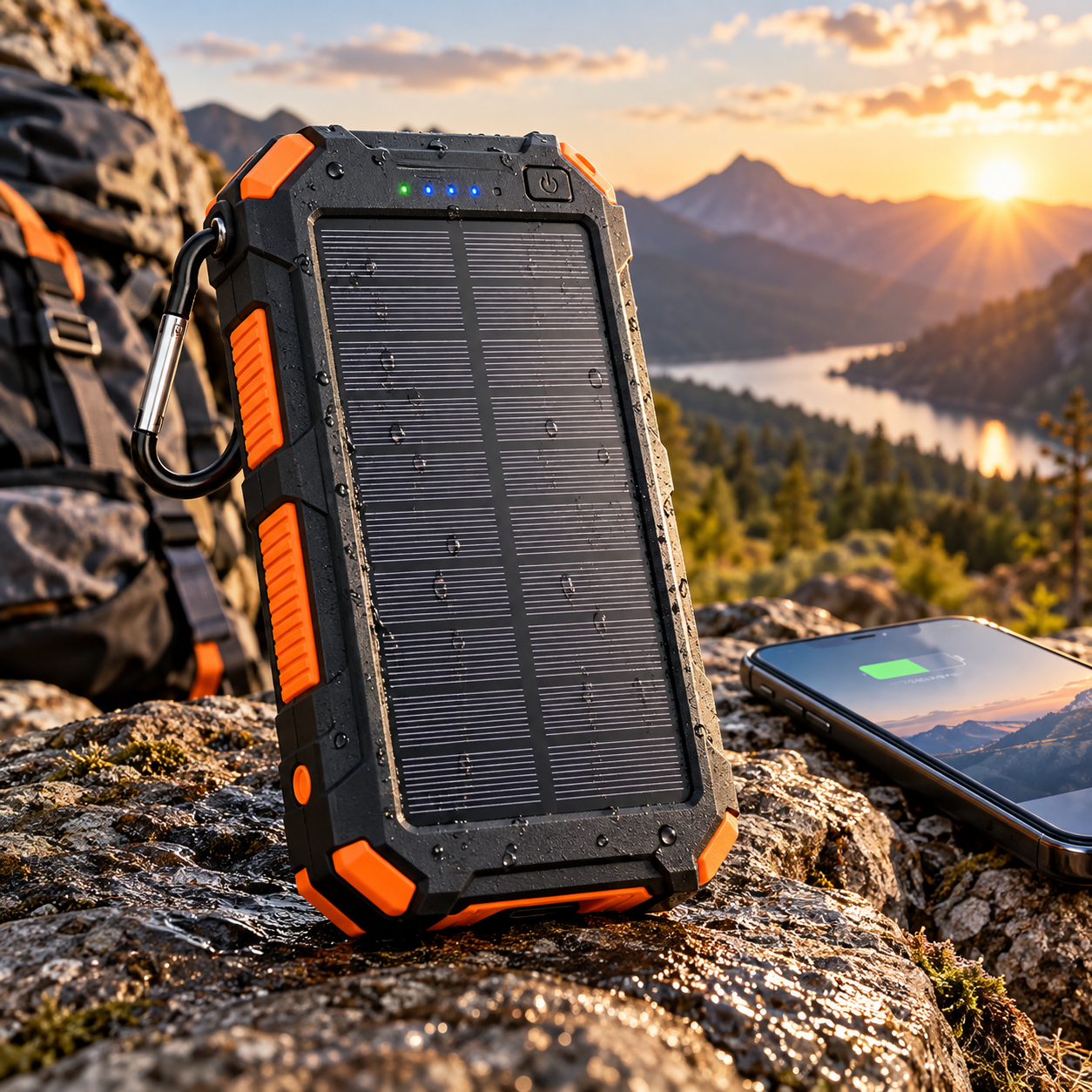 Created illustration of BLAVOR 10000mAh Solar Power Bank with Wireless Charging