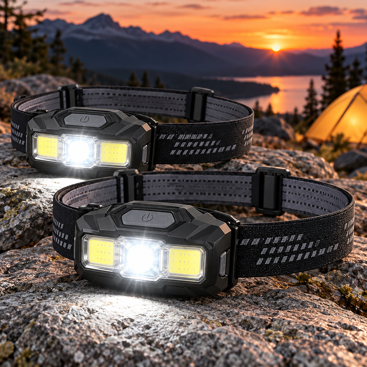 Created illustration of LHKNL Rechargeable LED Headlamps, Two-Pack