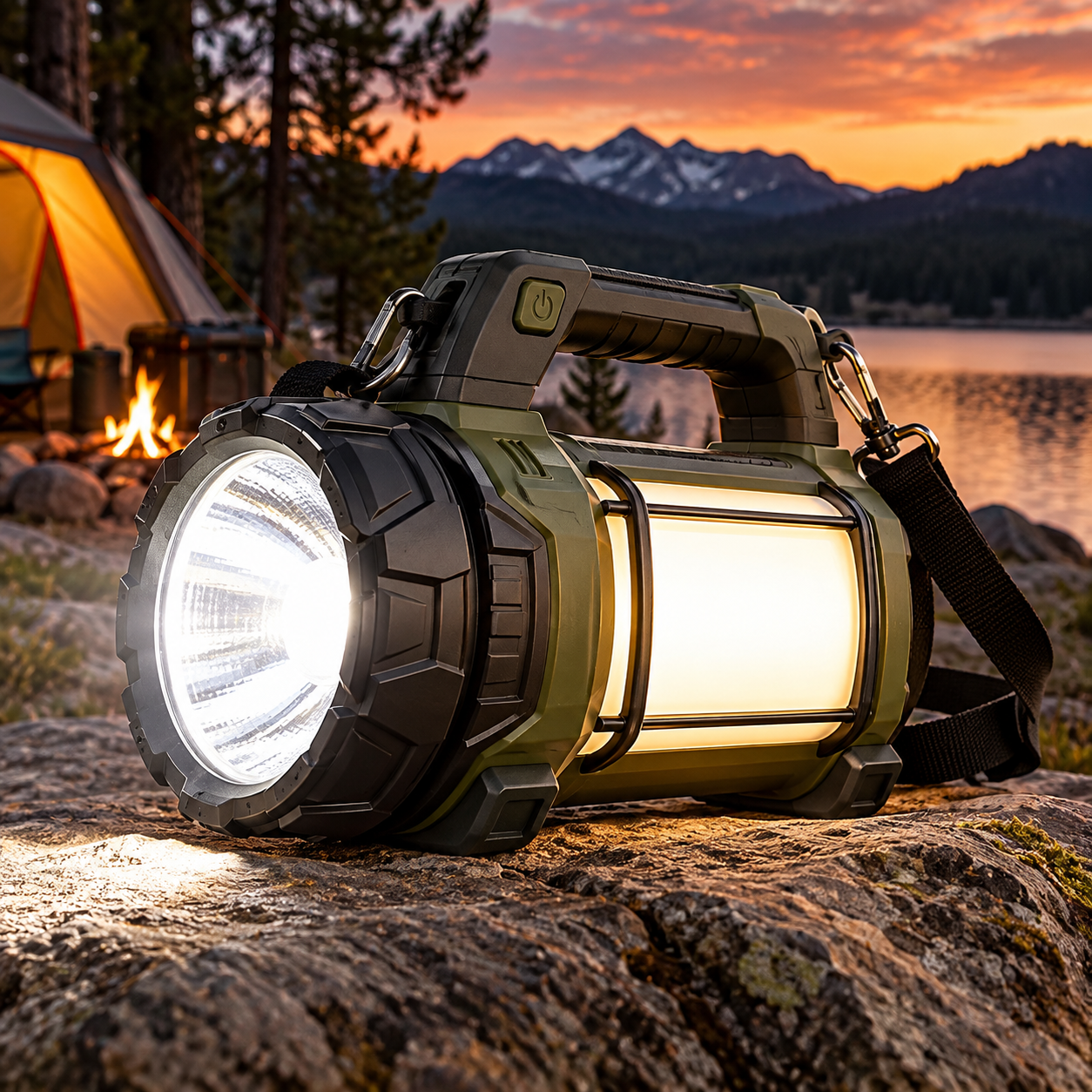Created illustration of AlpsWolf 800LM Rechargeable Spotlight and Lantern