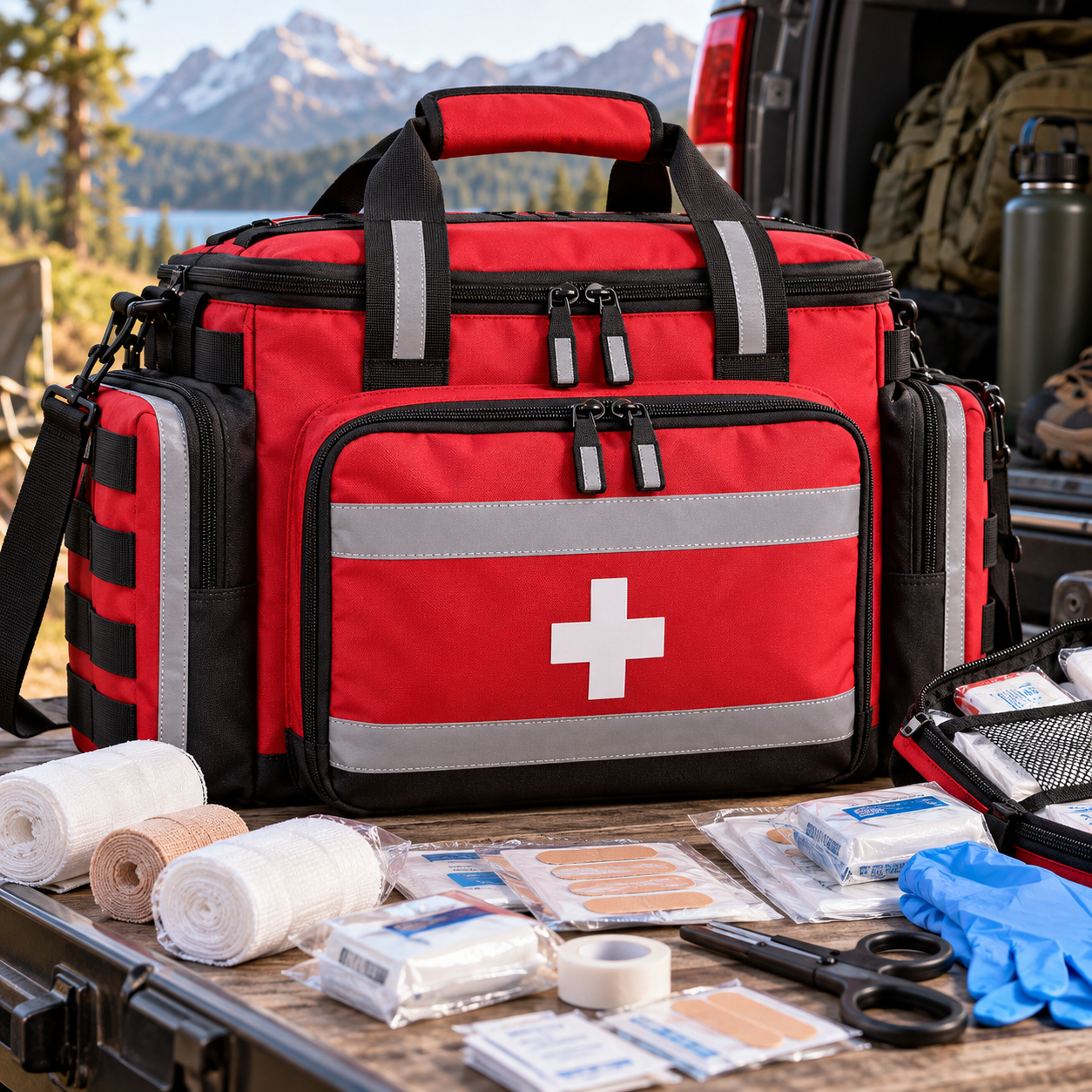 Created illustration of 410-Piece Reflective Emergency First Aid Kit