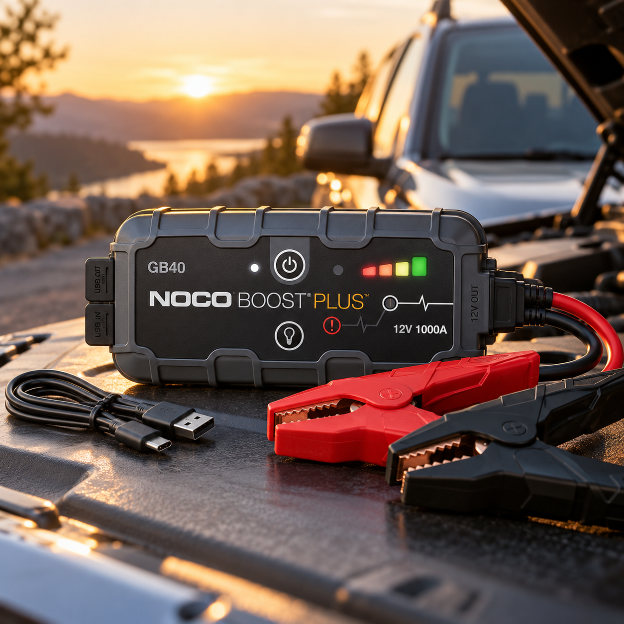 Created illustration of NOCO Boost GB40 1000A Portable Jump Starter