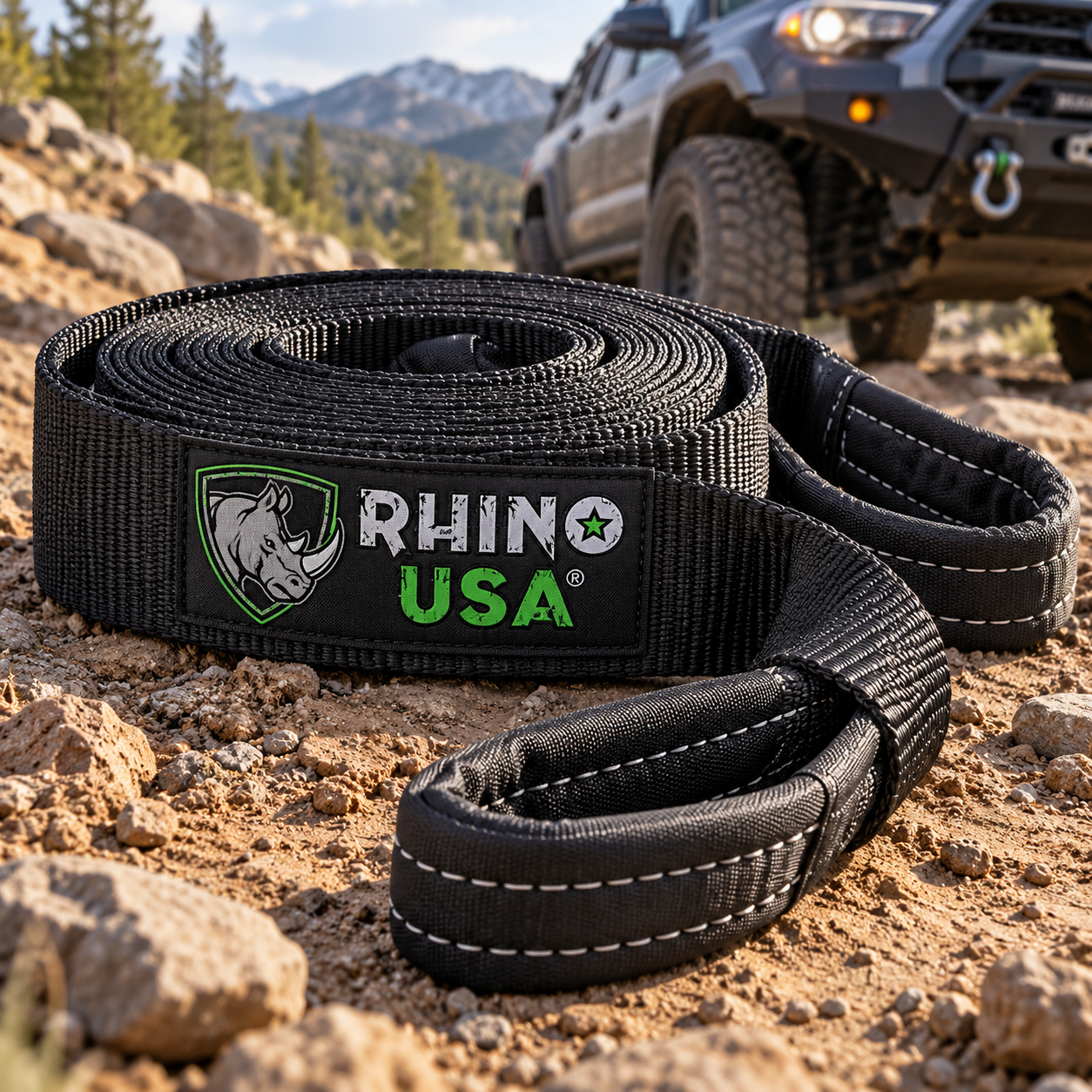 Created illustration of Rhino USA 3-Inch x 30-Foot Recovery Tow Strap