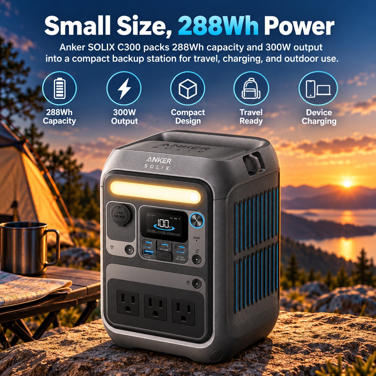 Created illustration of Anker SOLIX C300 Portable Power Station (AC)