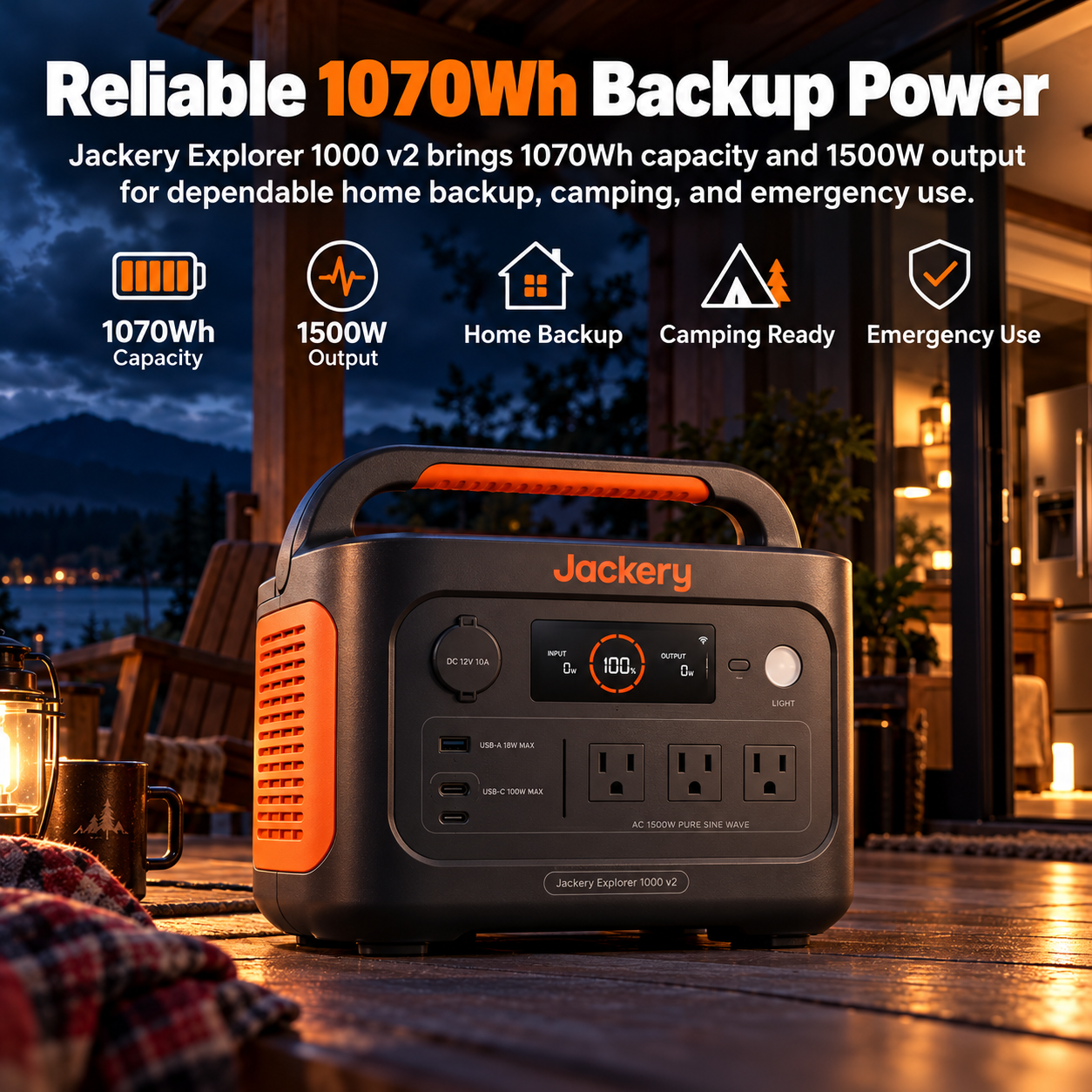 Created illustration of Jackery Explorer 1000 v2 Portable Power Station
