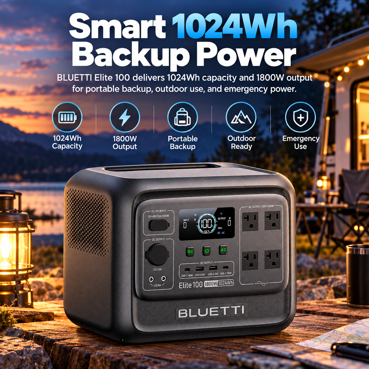 Created illustration of BLUETTI Elite 100 V2 Portable Power Station