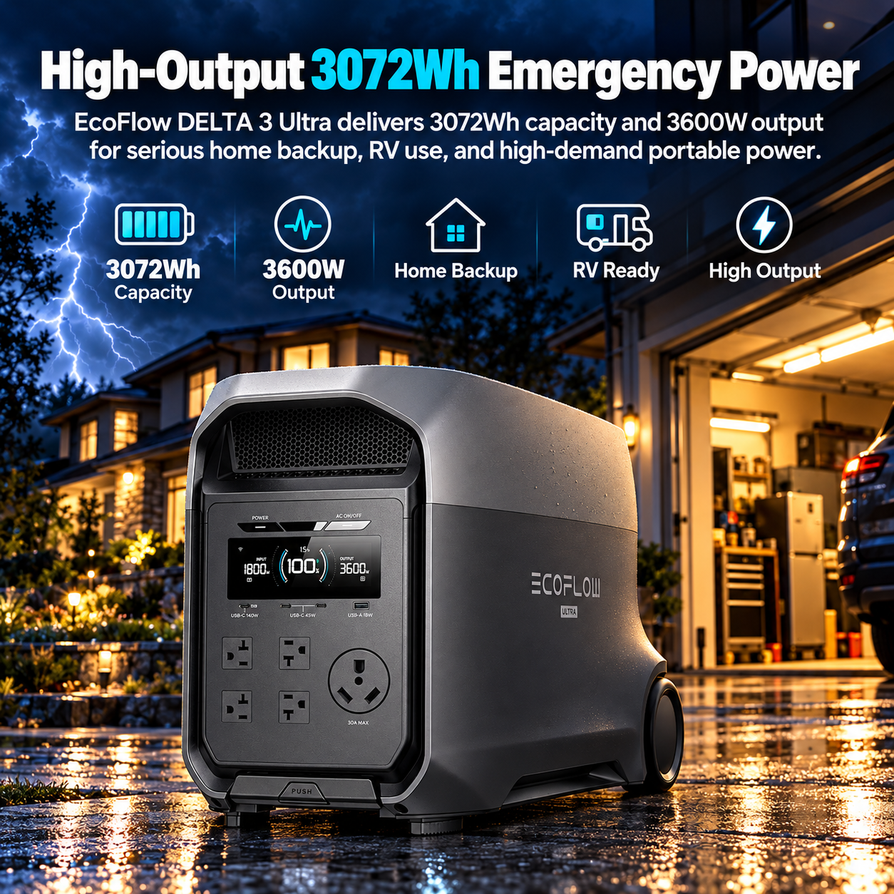 Created illustration of EcoFlow DELTA 3 Ultra Portable Power Station