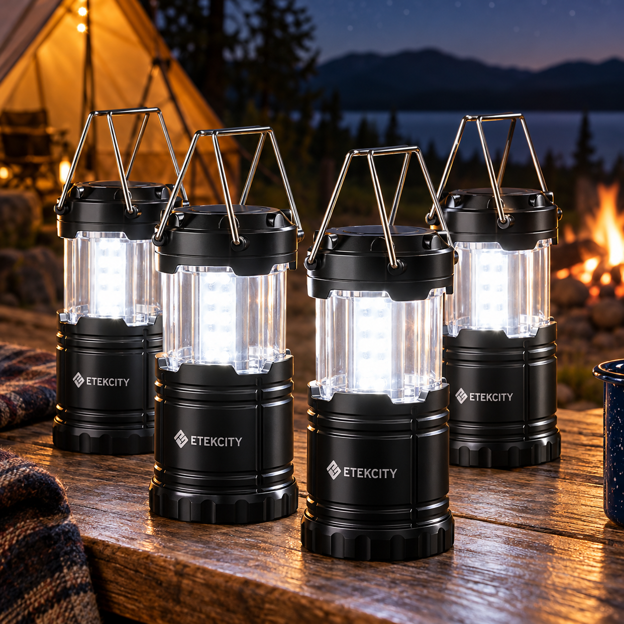 Created illustration of Etekcity Collapsible LED Camping Lanterns Four-Pack