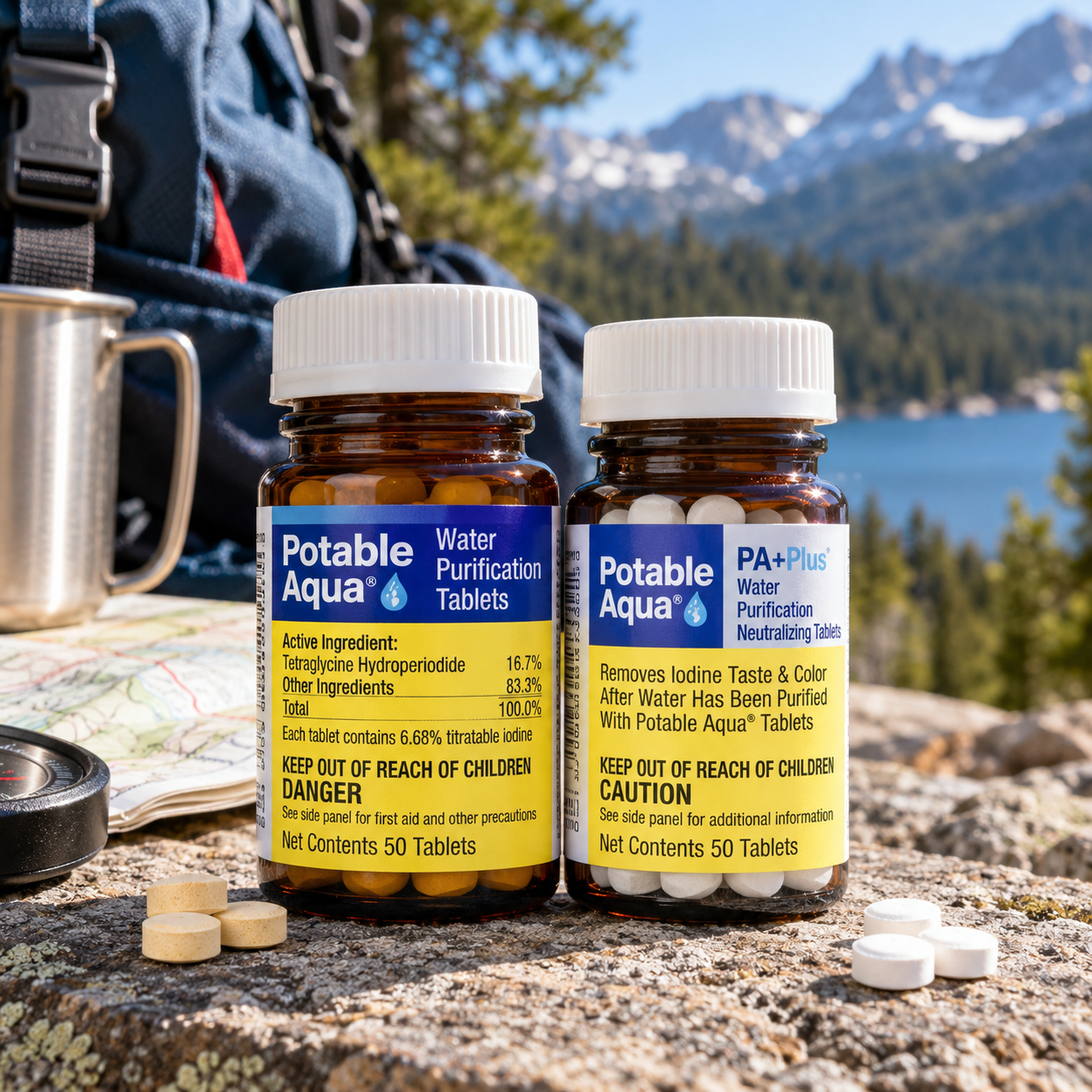 Created illustration of Potable Aqua Water Purification Tablets