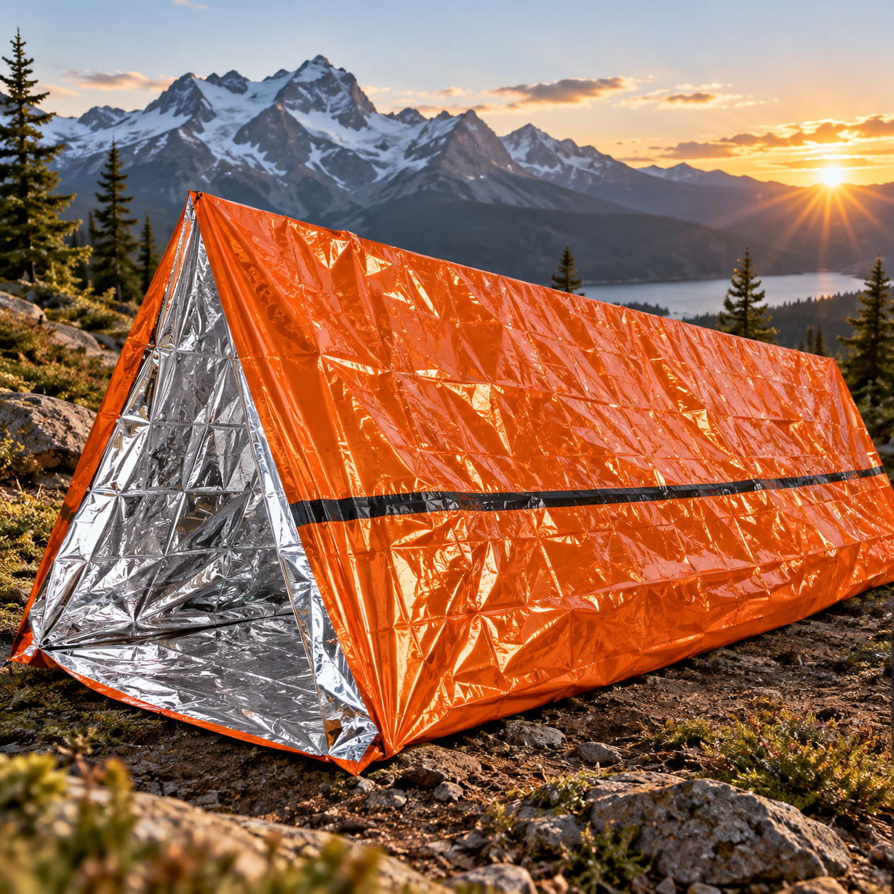Created illustration of Grizzly Gear Reflective Emergency Thermal Tent