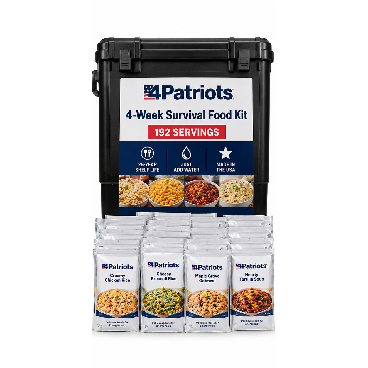 Created illustration of 4Patriots Four-Week Survival Food Kit, 192 Servings