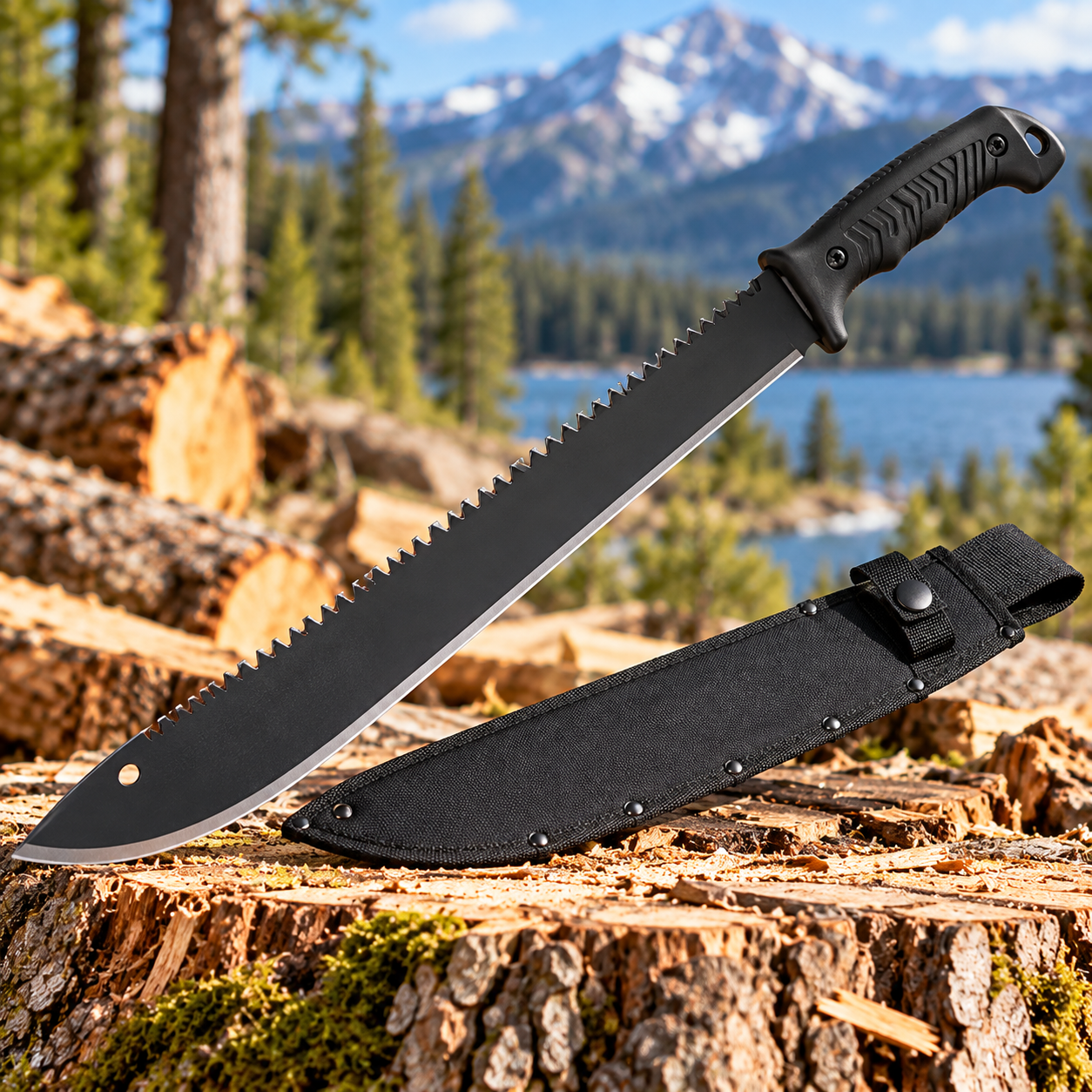 Created illustration of Grand Way 13153 Sawback Machete, 25-Inch Overall