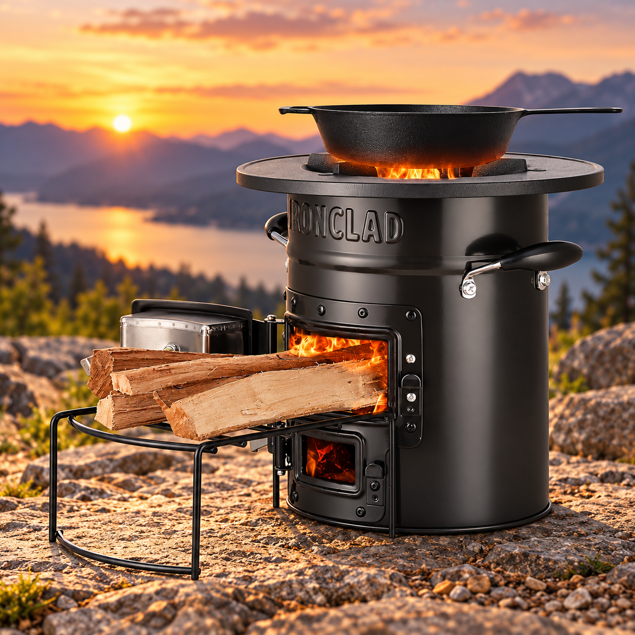 Created illustration of Portable Wood-Burning Rocket Stove