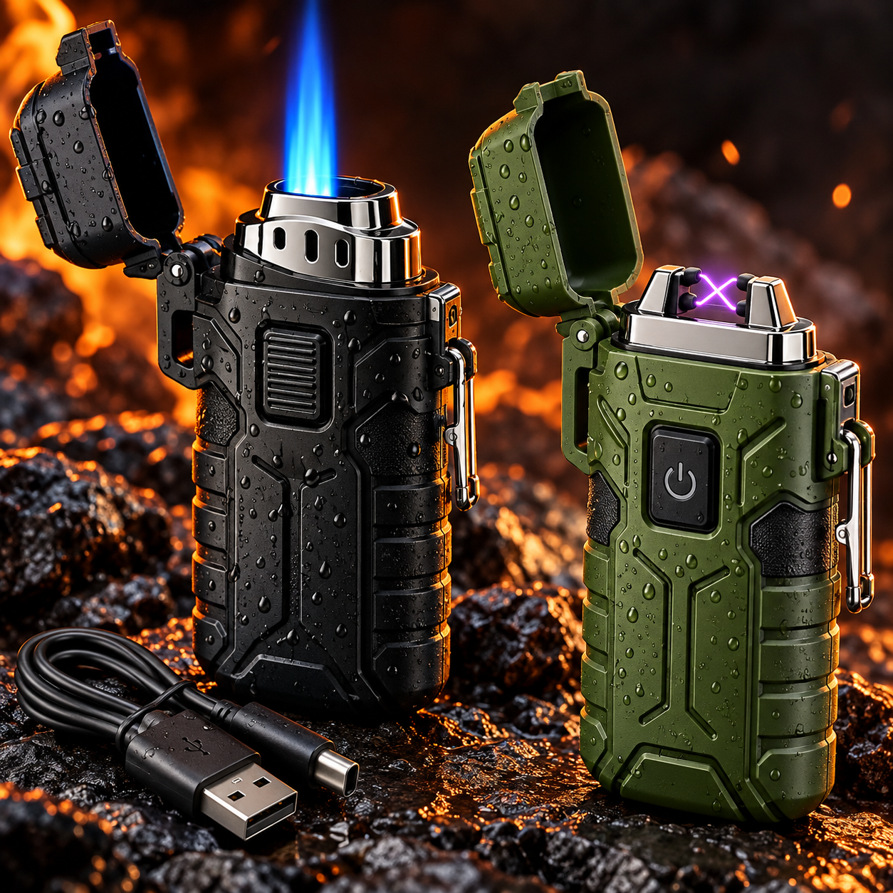 Created illustration of Two-Pack Waterproof Dual-Arc and Torch Lighters