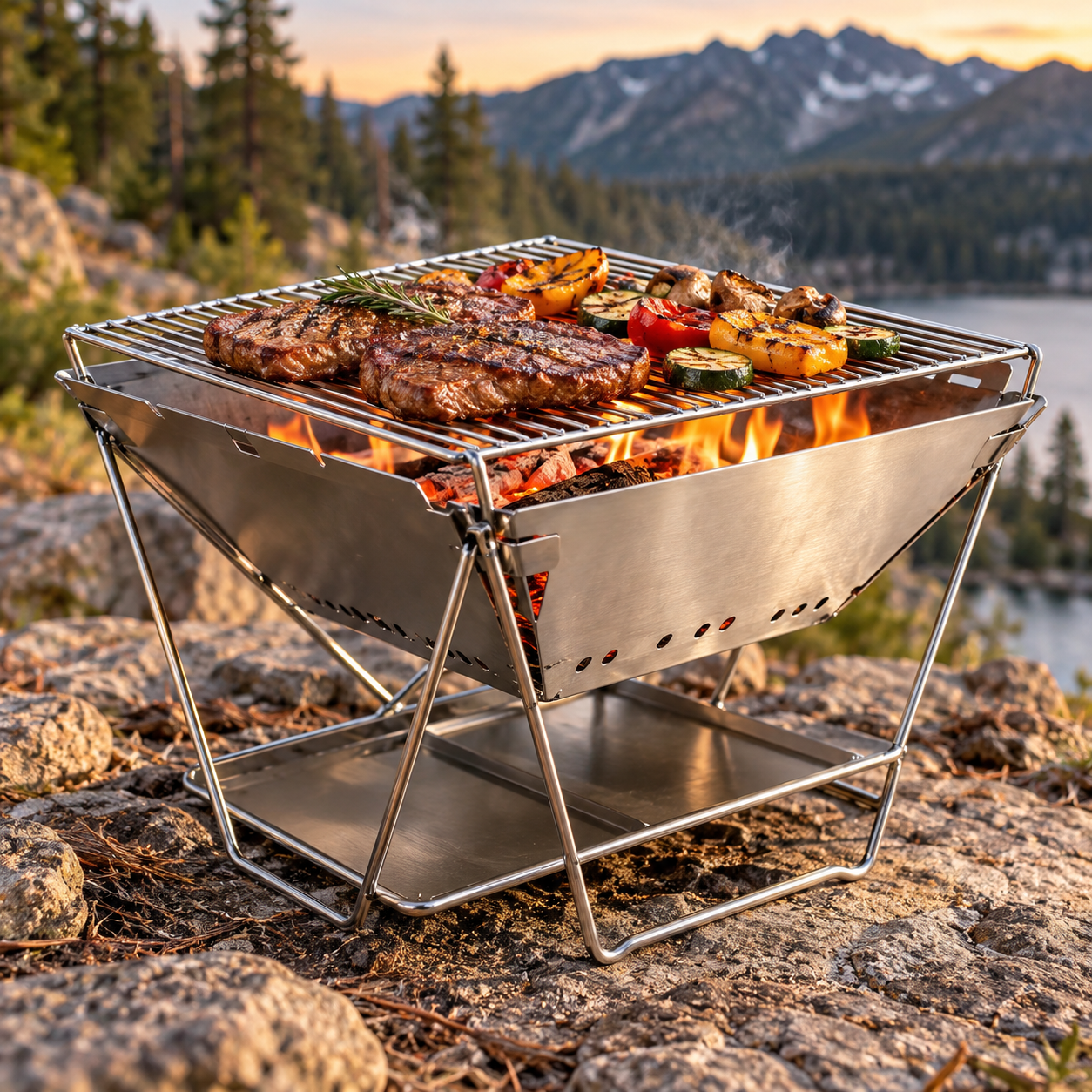 Created illustration of Portable Bushcraft Camp Grill