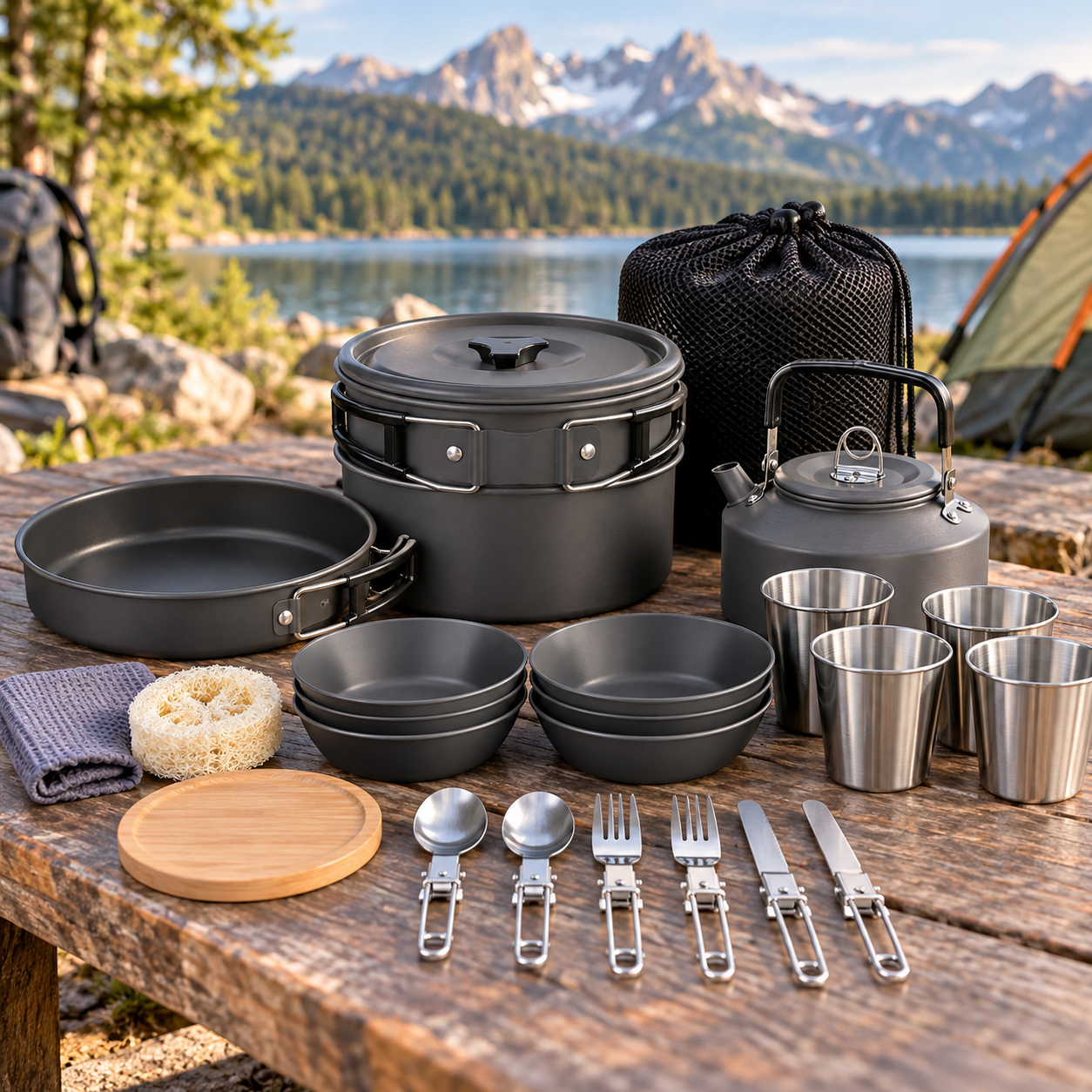 Created illustration of THTYBROS 17-Piece Camping Cookware Kit