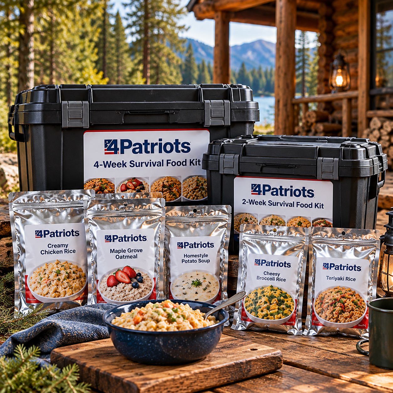 Created illustration of 4Patriots Six-Week Survival Food Kit Bundle