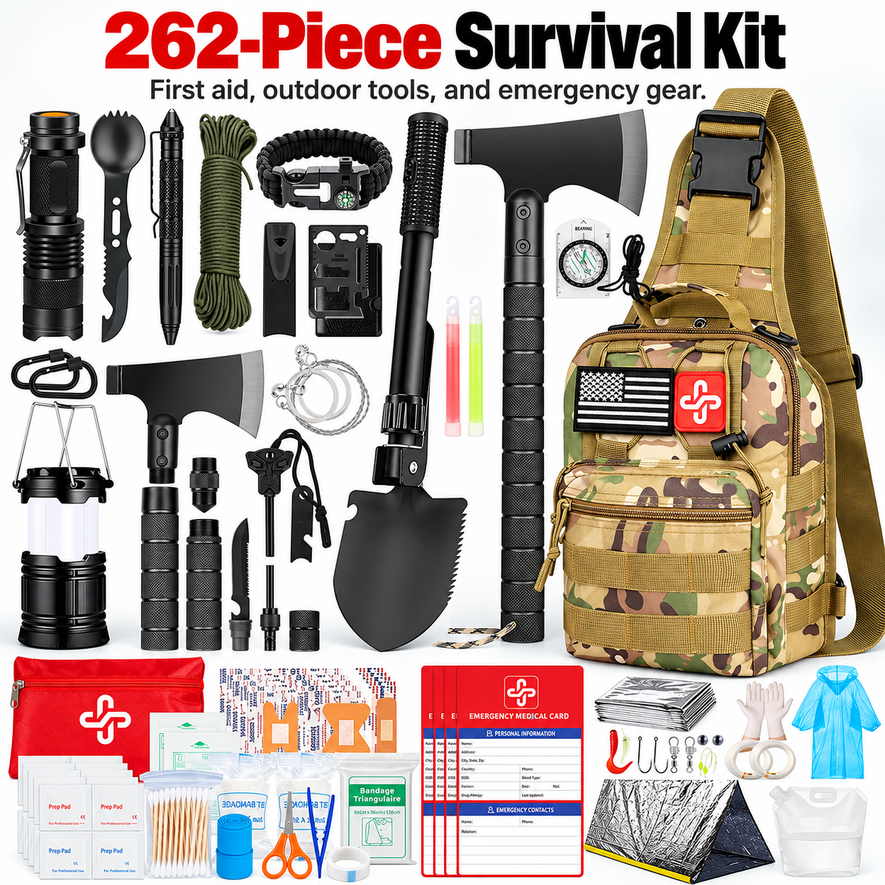 Created illustration of RIKOJUXI 262-Piece Survival and First Aid Kit