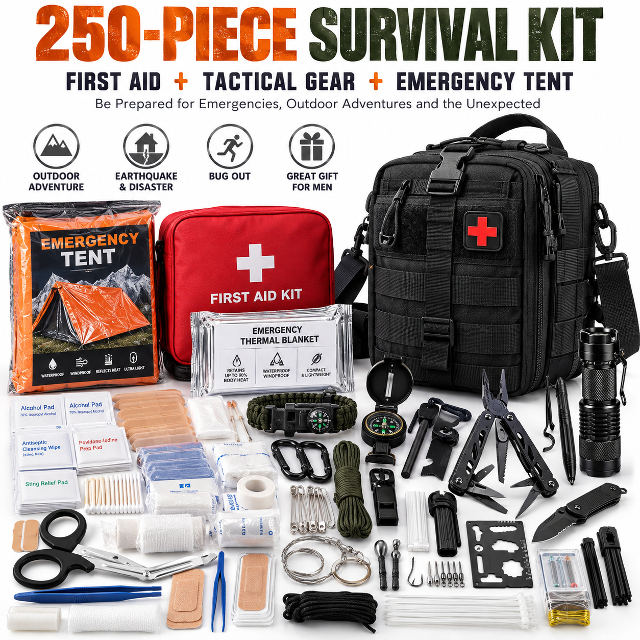 Created illustration of KNVBIN 250-Piece Survival and First Aid Kit